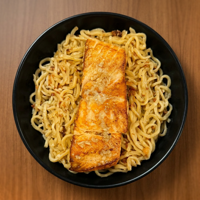 Salmon Garlic Noodles.